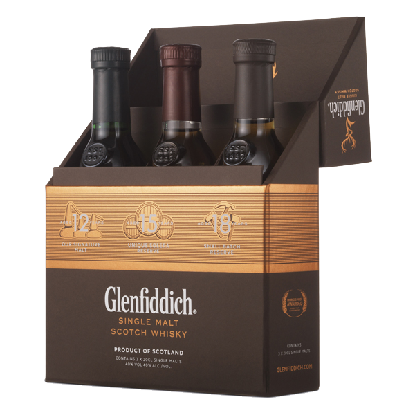 Glenfiddich Mix Pack (12-15-18 Jahre) Scotch Whisky 40% Vol., 3x0,2 Liter