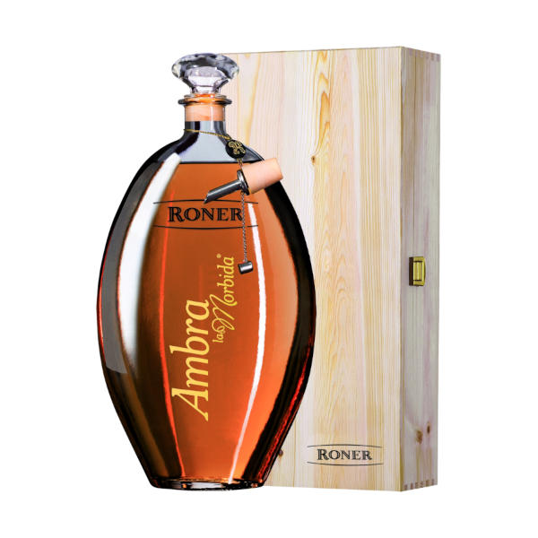 Roner Grappa Ambra La Morbida 40,0% Vol., 1,5 Liter Magnum mit Holzkiste