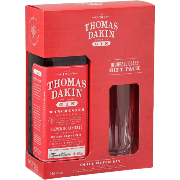 Thomas Dakin Small Batch Gin 42,0% Vol., 0,70 Liter mit Geschenkpackung und Glas