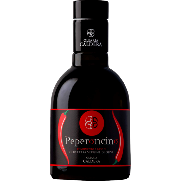 Olearia Caldera Condimento a Base di Olio Extra Vergine di Oliva (Olivenöl) Peperoncino 0,25 Liter Glas