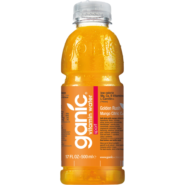 Ganic Golden Rush Mango Vitamin Water 0,5 Liter PET